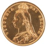 AN 1887 QUEEN VICTORIA GOLD HALF SOVEREIGN