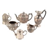 A VICTORIAN SILVER PLATED THREE PIECE TEA SERVICE