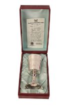 AN ELIZABETH II SILVER REPRODUCTION OF 'THE HERTFORD ELIZABETHAN CHALICE'