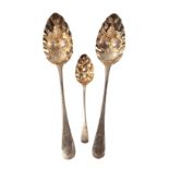 A PAIR OF GEORGE III SILVER 'BERRY' SPOONS