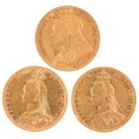 THREE 1893 QUEEN VICTORIA GOLD SOVEREIGNS