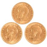 THREE 1911 GEORGE V GOLD SOVEREIGNS