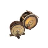 EATON & DELLER, LONDON: A BRASS AND EBONITE TROUT REEL