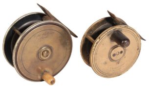 F.M. WALBRANS, LEEDS: A "SPECIAL" BRASS PLATE WIND TROUT REEL