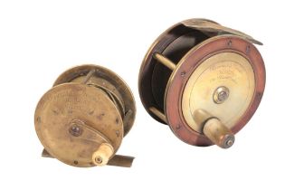 BOWNESS & BOWNESS, LONDON: A BRASS AND EBONITE SALMON REEL