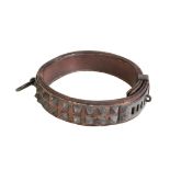 A VICTORIAN LEATHER AND SILVER STUDDED DOG COLLAR