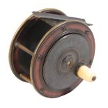 CHARLES FARLOW, LONDON: A BRASS AND ROSEWOOD "PERTH" REEL
