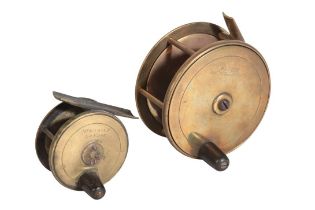 ARMY & NAVY CO. LONDON: A BRASS PLATE WIND SALMON REEL