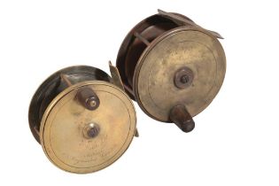 J. LITTLE & CO., LONDON: A BRASS PLATE WIND SALMON REEL