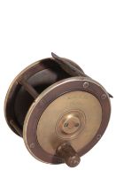 KELLY & SON, DUBLIN: A BRASS & EBONITE SALMON REEL