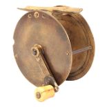 J. BERNARD & SONS, LONDON: A BRASS FOLDING-HANDLE WINCH REEL