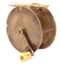 J. BERNARD & SONS, LONDON: A BRASS FOLDING-HANDLE WINCH REEL