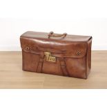 AN EDWARDIAN BROWN LEATHER HOLDALL