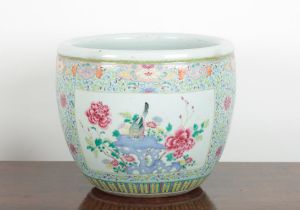 A CHINESE FAMILLE ROSE PORCELAIN JARDINIERE OR FISH BOWL