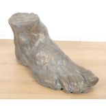 A FRENCH BRONZED TERRACOTTA FOOT