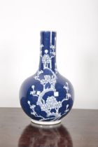 A CHINESE BLUE AND WHITE BOTTLE VASE