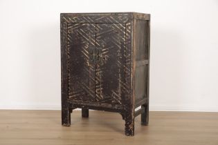 A CHINESE BLACK LACQUERED AND PARCEL GILT CABINET