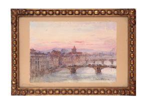 *CONRAD HECTOR RAFFAELE CARELLI (1866-1956) Arno River view, Florence