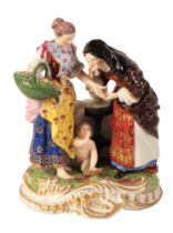 AN EARLY 19TH CENTURY DERBY PORCELAIN FIGURE - 'THE PALM READER'