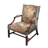 A GEORGE III MAHOGANY ARMCHAIR