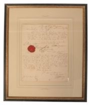 VICE ADMIRAL SIR THOMAS MASTERMAN HARDY (1769-1839) An autographed letter to Elizabeth Norgrove