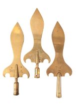 THREE 19TH CENTURY WEST PENNARD SOMERSET FRIENDLY SOCIETY BRASS POLE HEADS