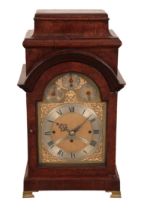 A QUEEN ANNE WALNUT MANTEL CLOCK BY JOHN MARTIN, LONDON