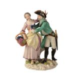 A MEISSEN PORCELAIN GROUP OF A GALLANT AND COMPANION