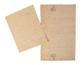 VICE ADMIRAL CUTHBERT COLLINGWOOD (1748-1810): TWO HANDWRITTEN LETTERS TO JAMES CULFORTH (?), AGENT,