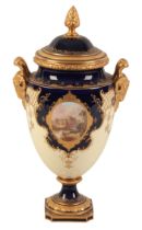 A COALPORT PORCELAIN URN AND COVER