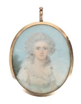 A GEORGE III PORTRAIT MINIATURE IN THE MANNER OF RICHARD COSWAY (1742-1821)