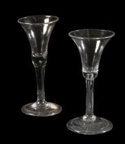 TWO SIMILAR 18TH CENTURY ENGLISH WINE GLASSES