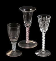 AN 18TH CENTURY ENGLISH CORDIAL GLASS