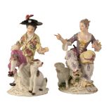 A PAIR OF MEISSEN PORCELAIN FIGURES