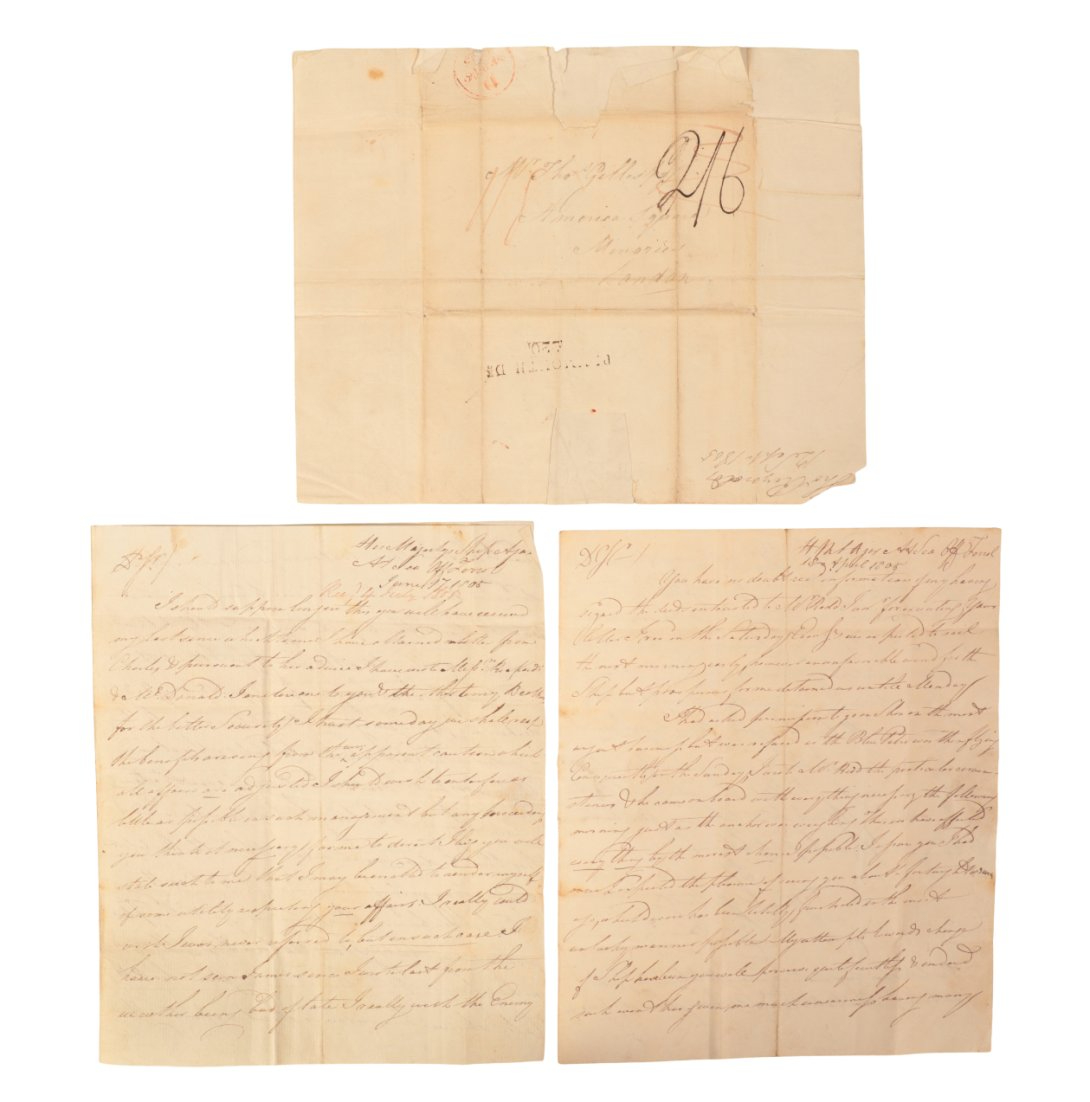 BATTLE OF TRAFALGAR INTEREST: Three autographed letters from Thomas Reynolds - Image 2 of 2