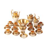 AN EARLY 19TH CENTURY FRENCH GILDED PORCELAIN COFFEE SERVICE