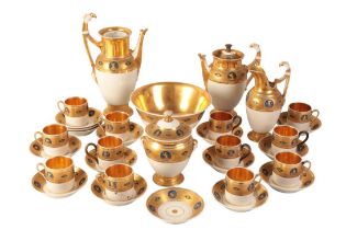 AN EARLY 19TH CENTURY FRENCH GILDED PORCELAIN COFFEE SERVICE