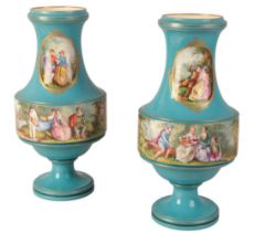 A PAIR OF SEVRES STYLE PORCELAIN VASES