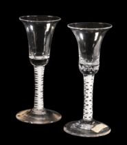 TWO SIMILAR 18TH CENTURY ENGLISH WINE GLASSES