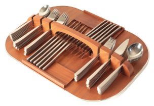 TIAS ECKHOFF (1926-2016) FOR DKF LUNDTOFTE: A 'FUGA' CUTLERY SET AND TRAY