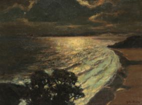 JULIUS OLSSON (1864-1942) 'Moonlight, St. Ives Bay'
