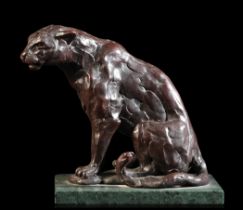 *MARK CORETH (b. 1958) The 'Leopard in motion series: Seated Leopard'