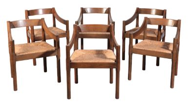 VICO MAGISTRETTI (1920-2006) FOR HABITAT: A SET OF SIX 'CARIMATE' CHAIRS