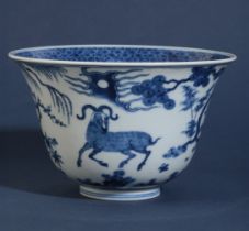 A CHINESE BLUE AND WHITE BOWL