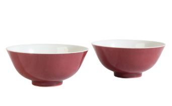 A PAIR OF CHINESE RUBY-GROUND BOWLS
