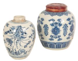 A CHINESE BLUE AND WHITE GINGER JAR