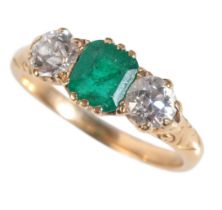 A VICTORIAN EMERALD AND DIAMOND RING