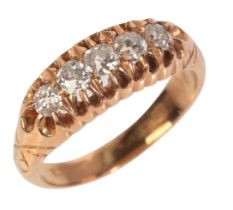 AN 18CT GOLD VICTORIAN FIVE STONE DIAMOND RING