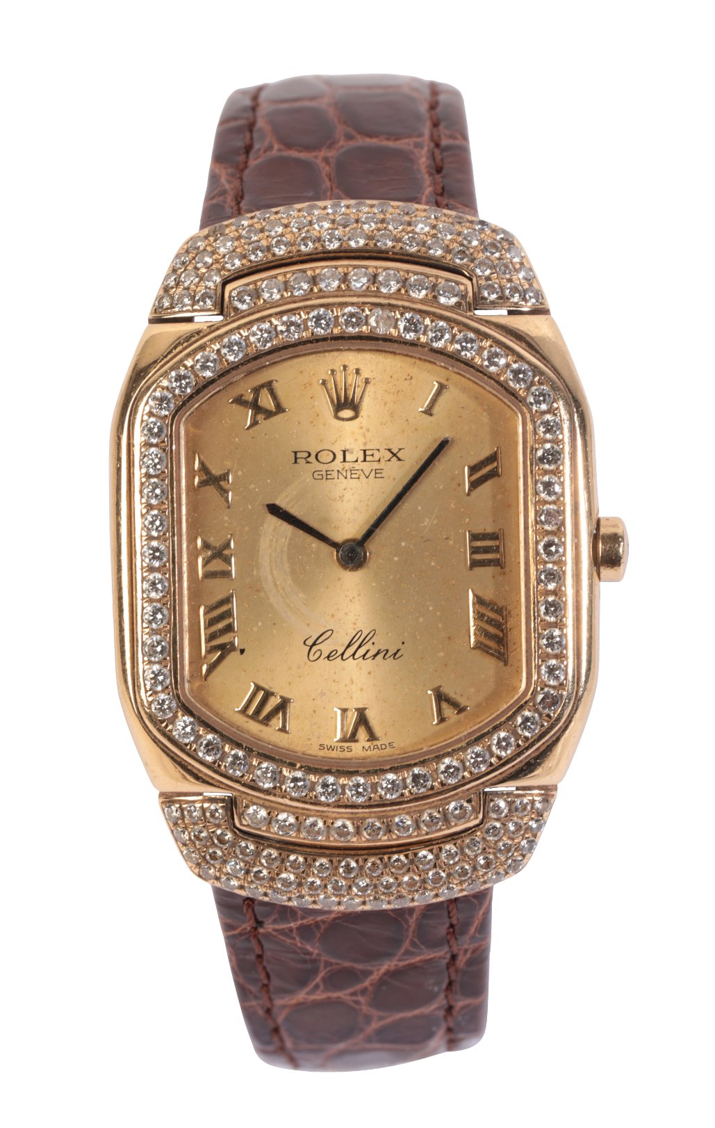 ROLEX CELLINI: A LADY'S 18CT GOLD DIAMOND-SET WRISTWATCH