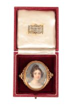 MARIE MARGUERITE FRANÃ‡OISE JASER ROUCHIER (1782-1873) A portrait of a young lady, set as a brooch
